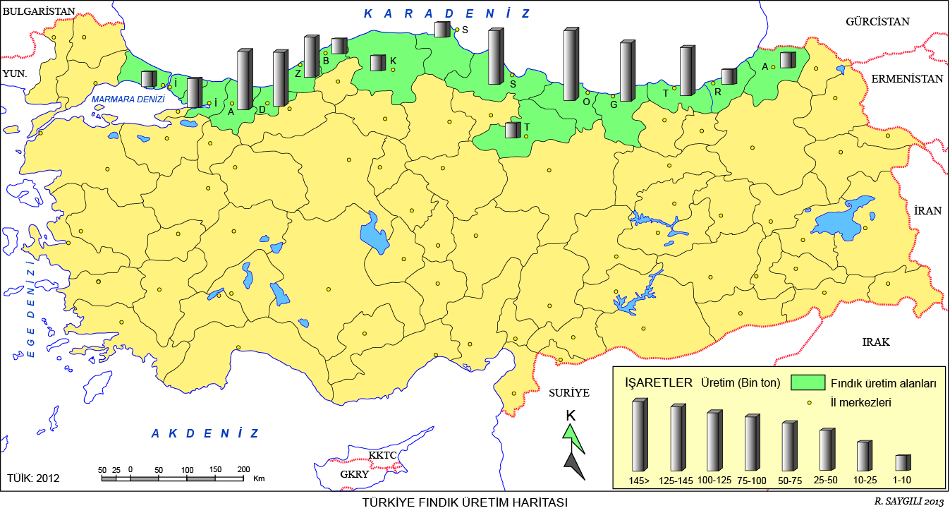 Türkiye Fındık Üretim Haritası