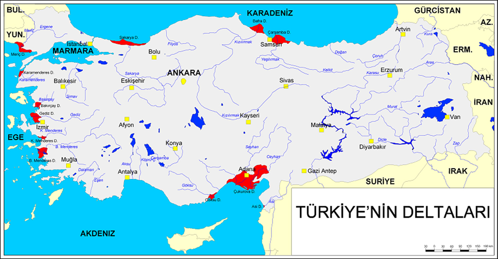 Türkiyenin Delta Ovaları haritası