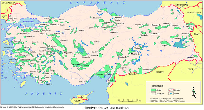 Türkiye'nin ovaları haritası