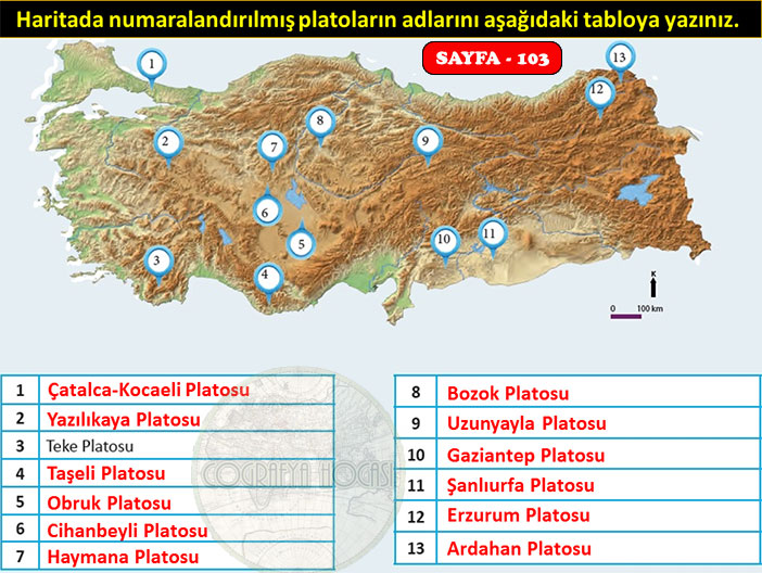 Türkiye'nin Yer Şekilleri Etkinlik Sayfa 103
