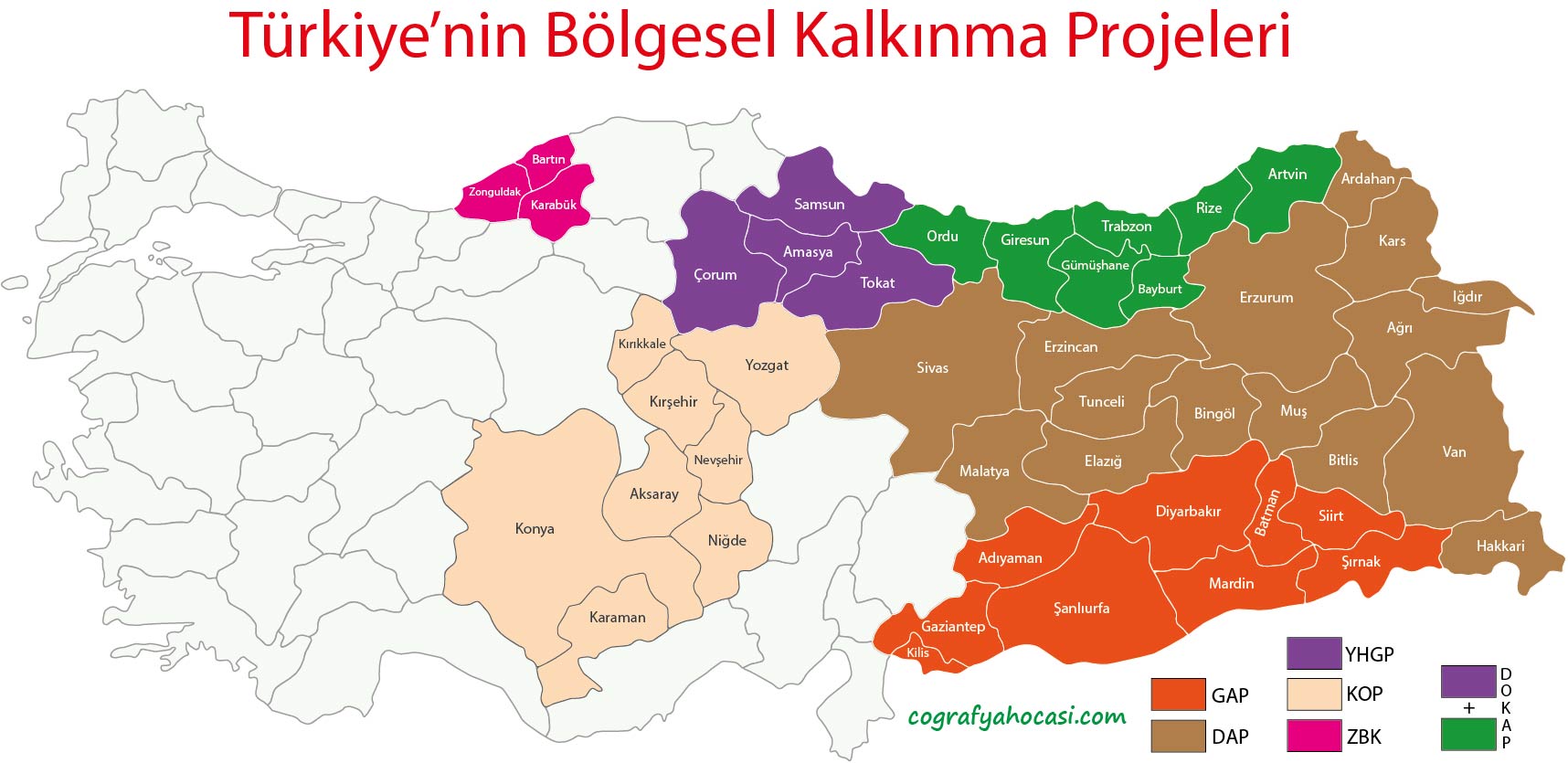 Türkiye'nin Bölgesel Kalkınma Projeleri Haritası
