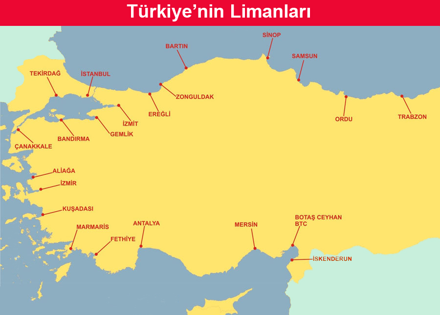 Türkiye'nin Limanları Haritası