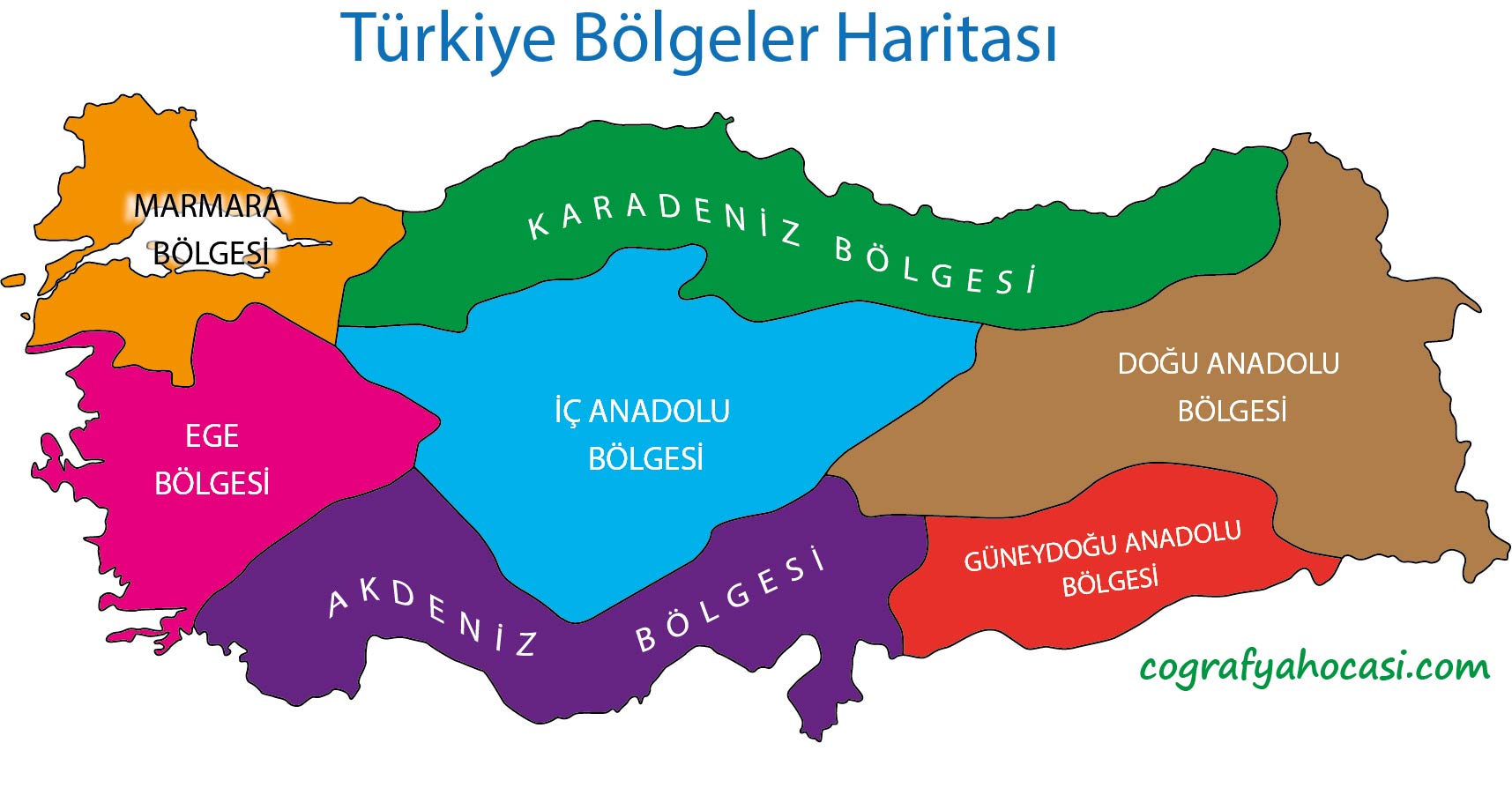 Türkiye Bölgeler Haritası (Renkli)