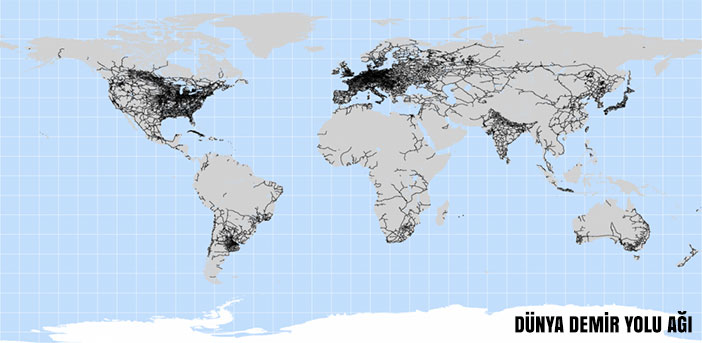 Dünya Demir Yolu Ağı Haritası